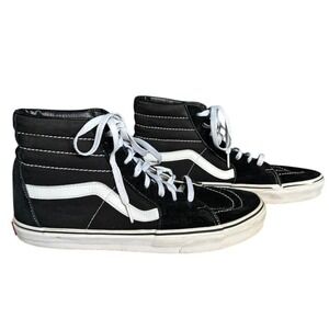 Vans Sk8-Hi Shoes Mens Sz 10.5 Black White‎ Suede Leather